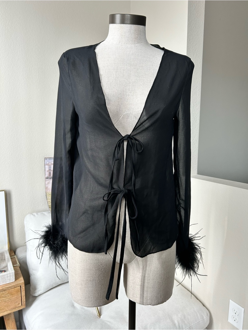 SNDYS. Black Sheer Blouse - Picture 3 of 12